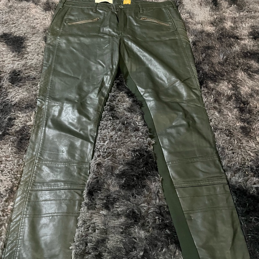 Pilcro and the letter‎ press green pleather front pants woman’s 32 - Picture 4 of 13